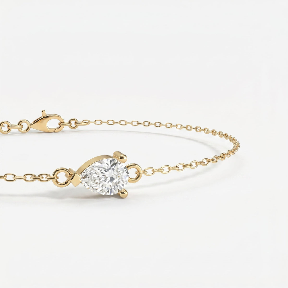 Pear Diamond Solitaire Chain Bracelet, view 3