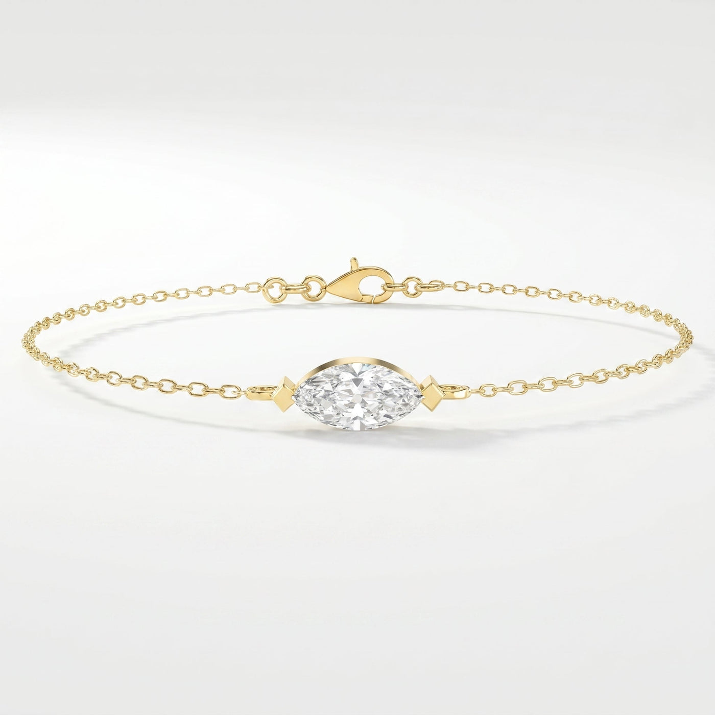 Elegant Marquise Diamond Solitaire Chain Bracelet, view 1