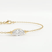 Elegant Marquise Diamond Solitaire Chain Bracelet, view 5