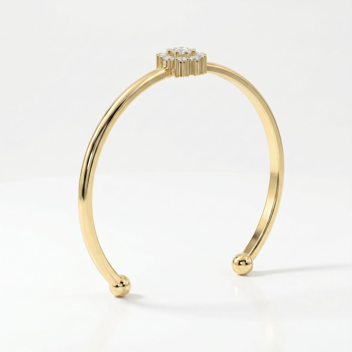 Floral Diamond Cluster Open Cuff Bracelet, view 5