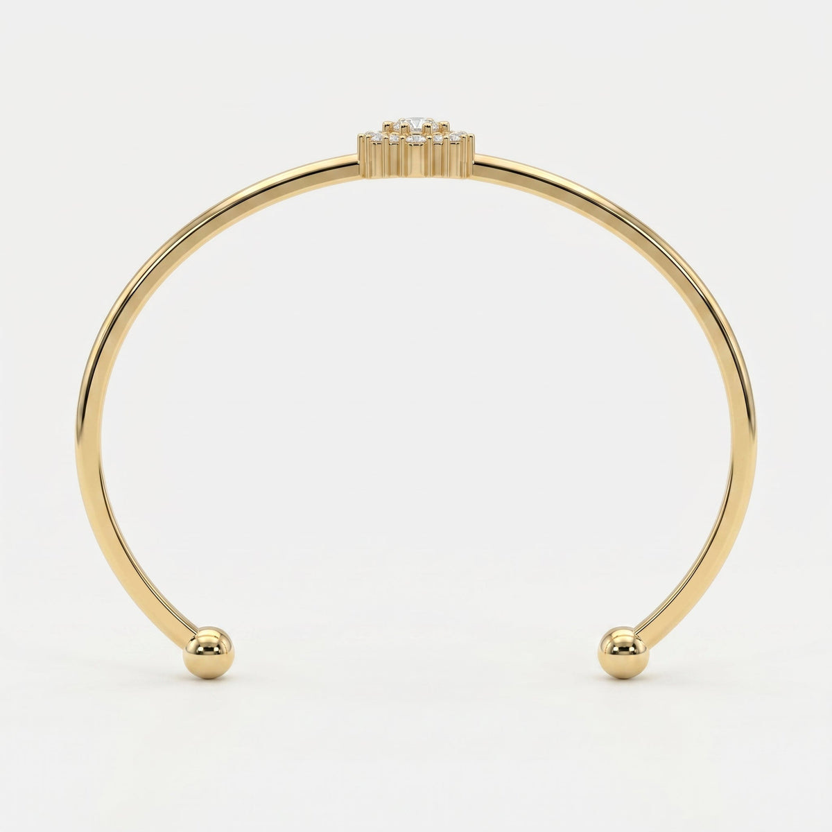 Floral Diamond Cluster Open Cuff Bracelet, view 7