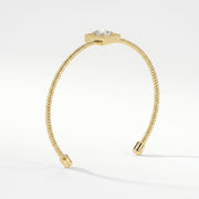 Cuff Bracelet with Square Halo Centrepiece, Princess Cut Diamond, view 5