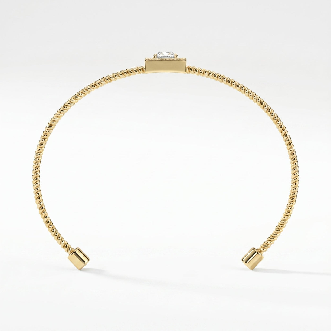Cuff Bracelet with Square Halo Centrepiece, Princess Cut Diamond, view 7