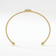 Cuff Bracelet with Square Halo Centrepiece, Princess Cut Diamond, view 7