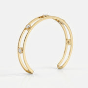 Minimalist Cuff Bracelet with Bezel Set Round Diamonds, view 5