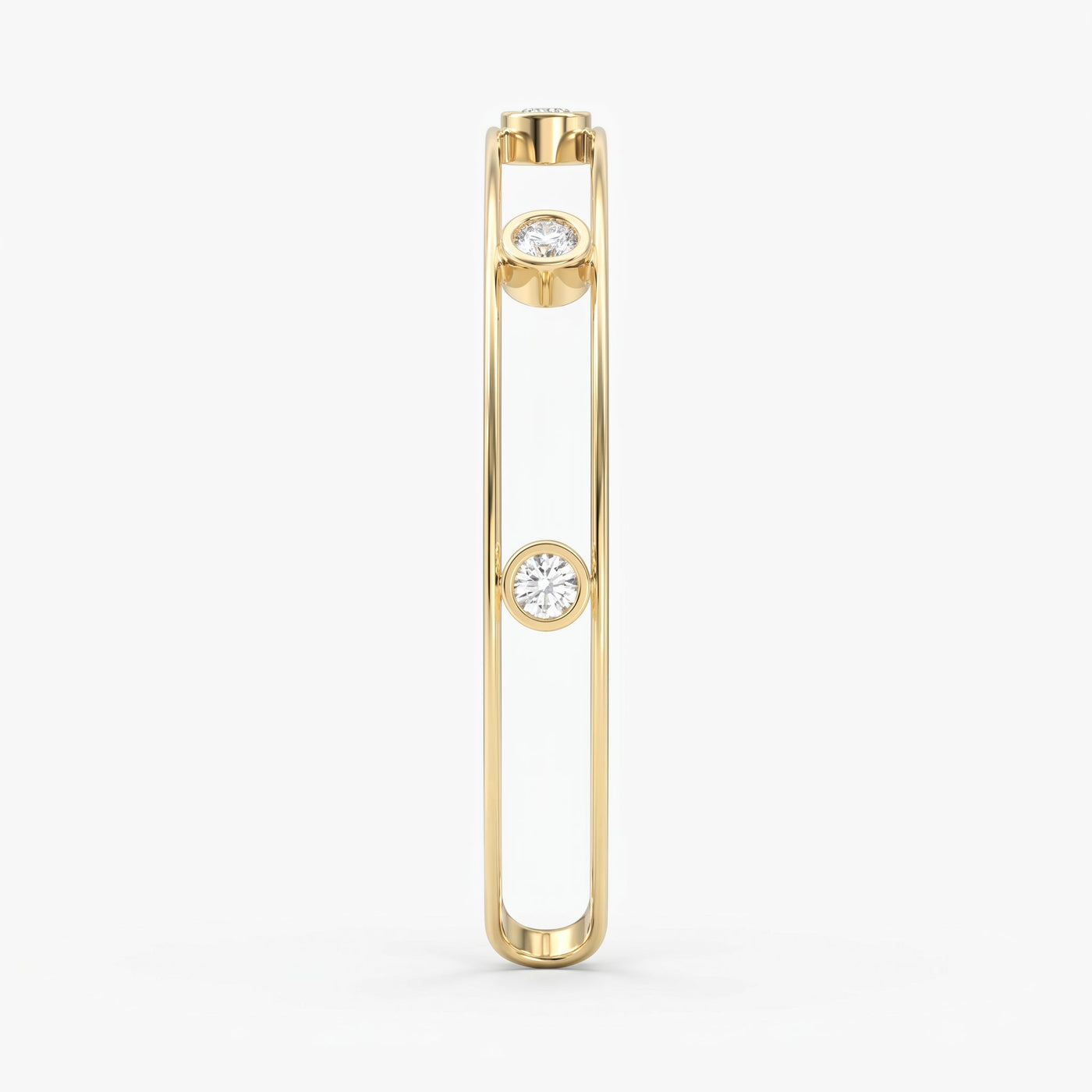 Minimalist Cuff Bracelet with Bezel Set Round Diamonds, view 6