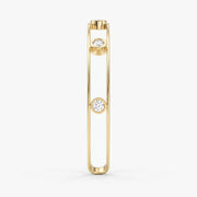 Minimalist Cuff Bracelet with Bezel Set Round Diamonds, view 6
