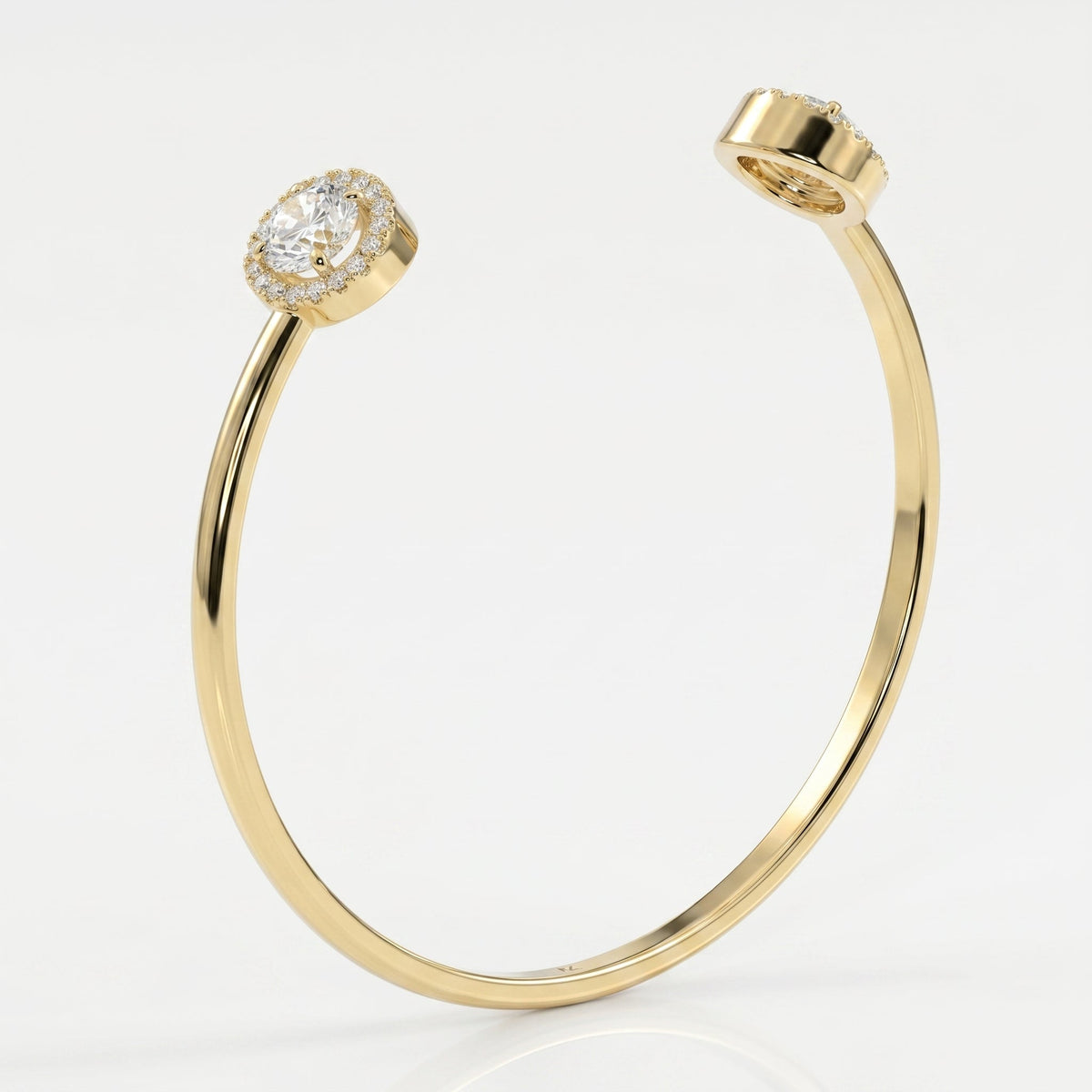 Elegant Open Cuff Bracelet with Round Halo Diamonds, view 5