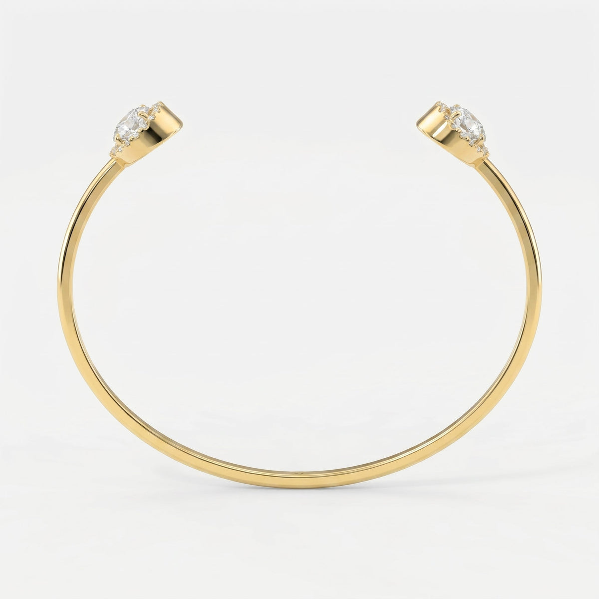 Elegant Open Cuff Bracelet with Round Halo Diamonds, view 7