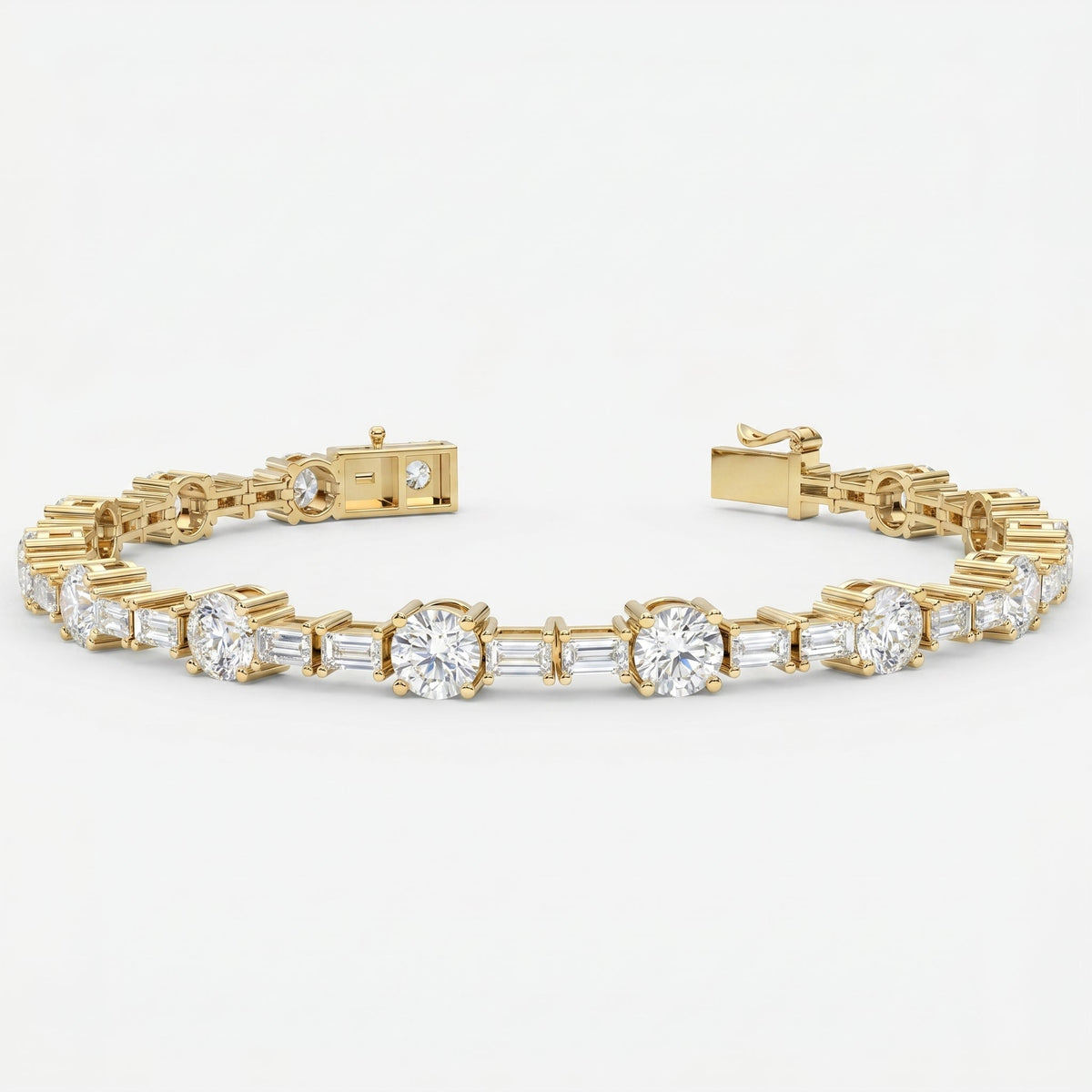 Round & Baguette Diamond Tennis Bracelet, view 5