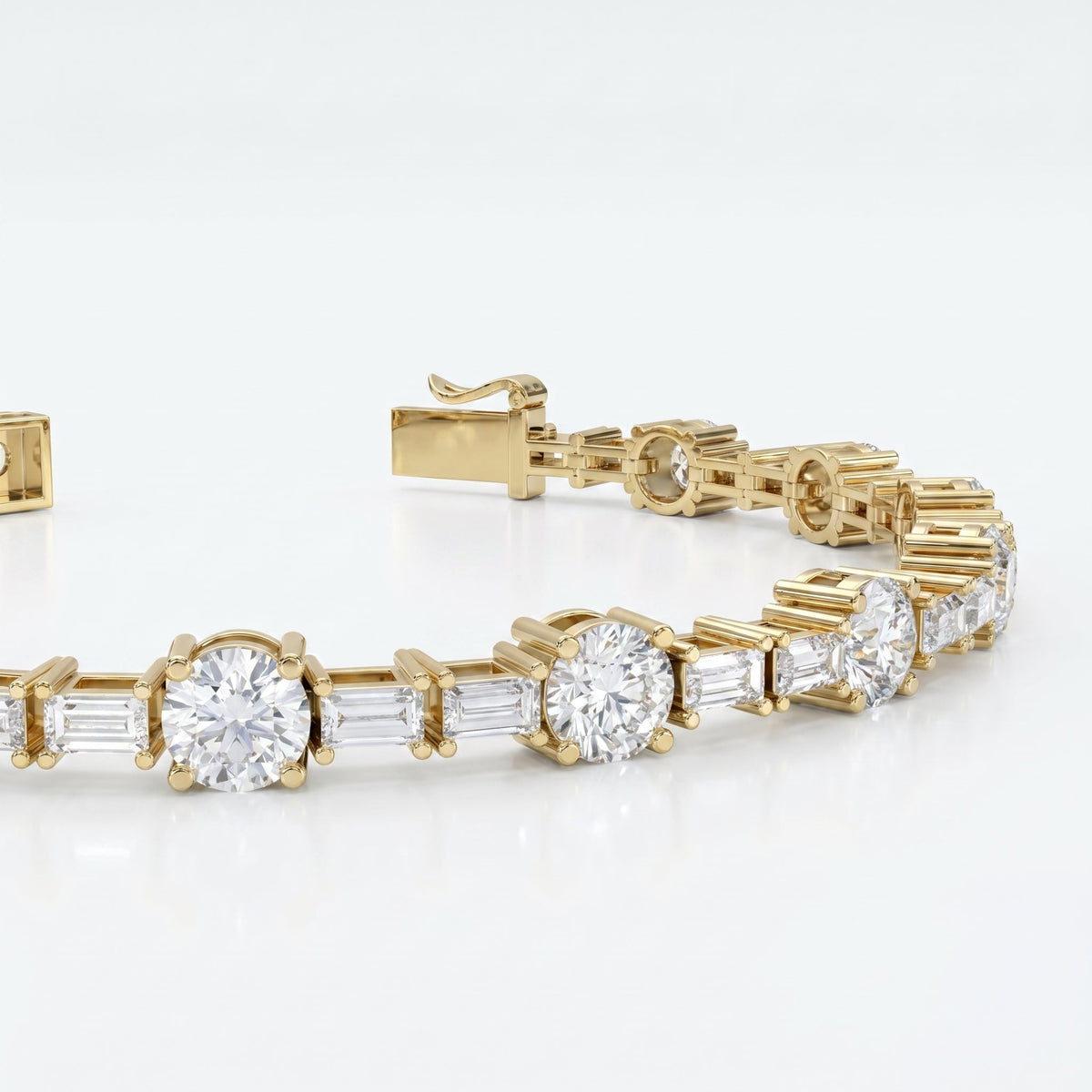 Round & Baguette Diamond Tennis Bracelet, view 6