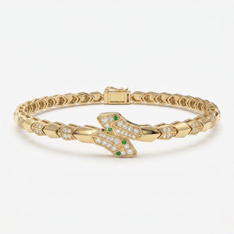 Premium Round Diamond Snake Shape Fashion Bracelet, view 1