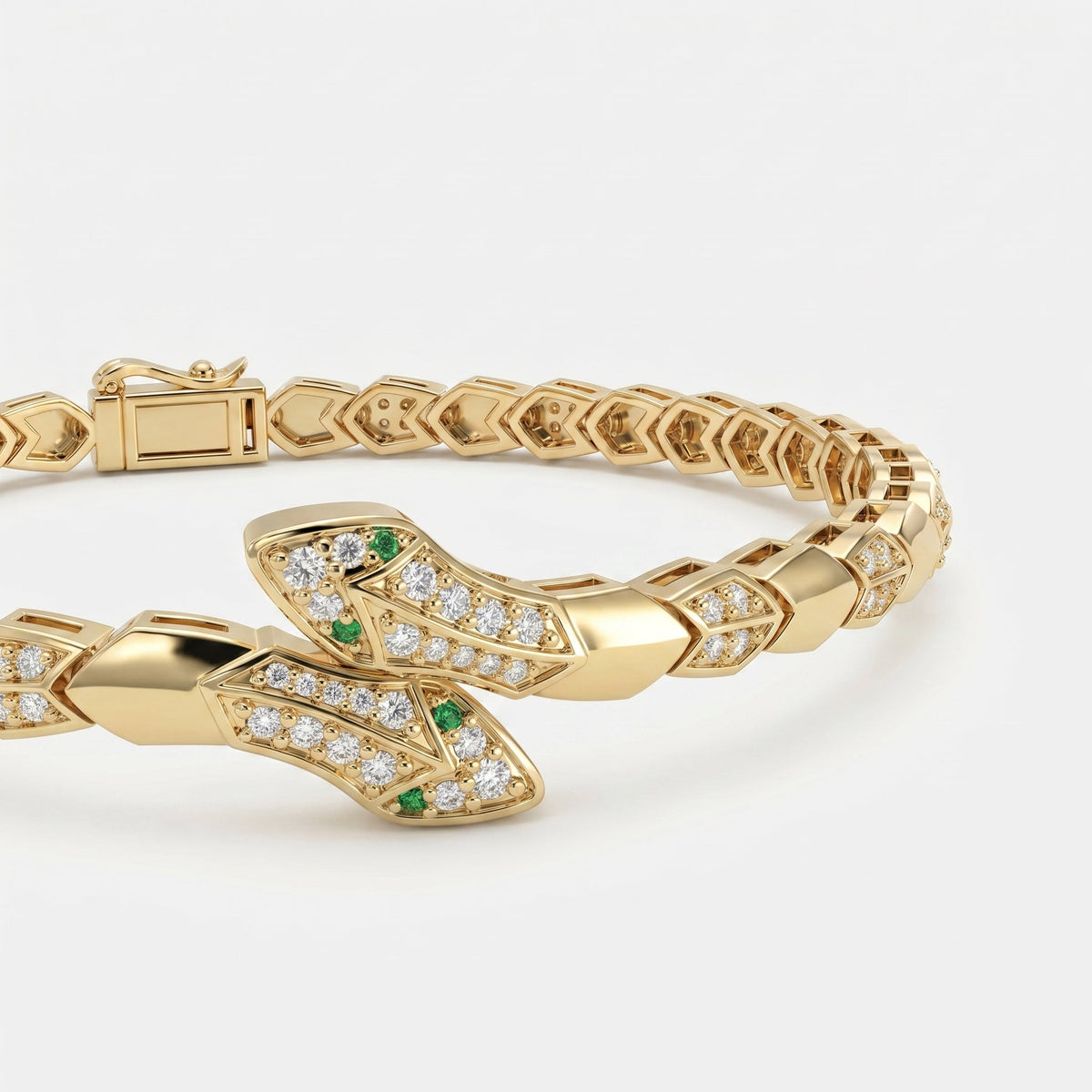 Premium Round Diamond Snake Shape Fashion Bracelet, view 6