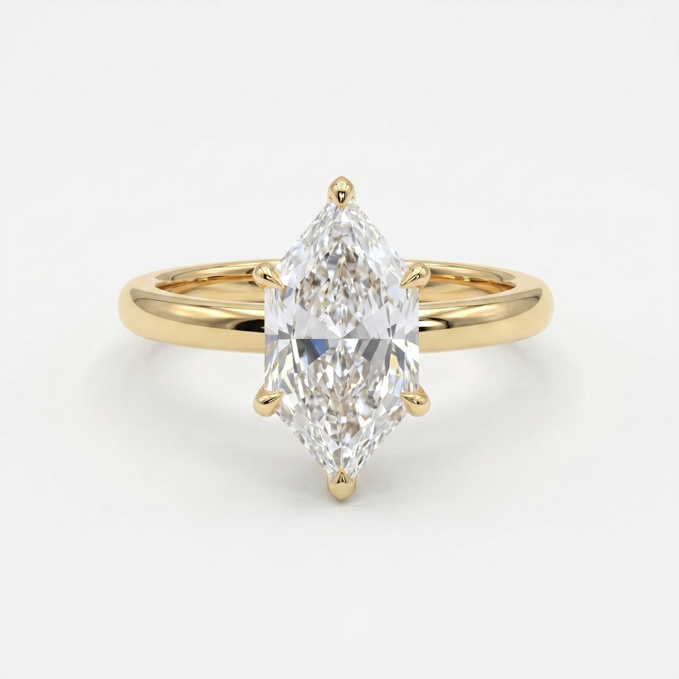 Dutch Marquise Cut Hidden Halo Round Diamond Engagement Ring, view 1