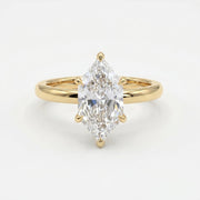 Dutch Marquise Cut Hidden Halo Round Diamond Engagement Ring, view 1