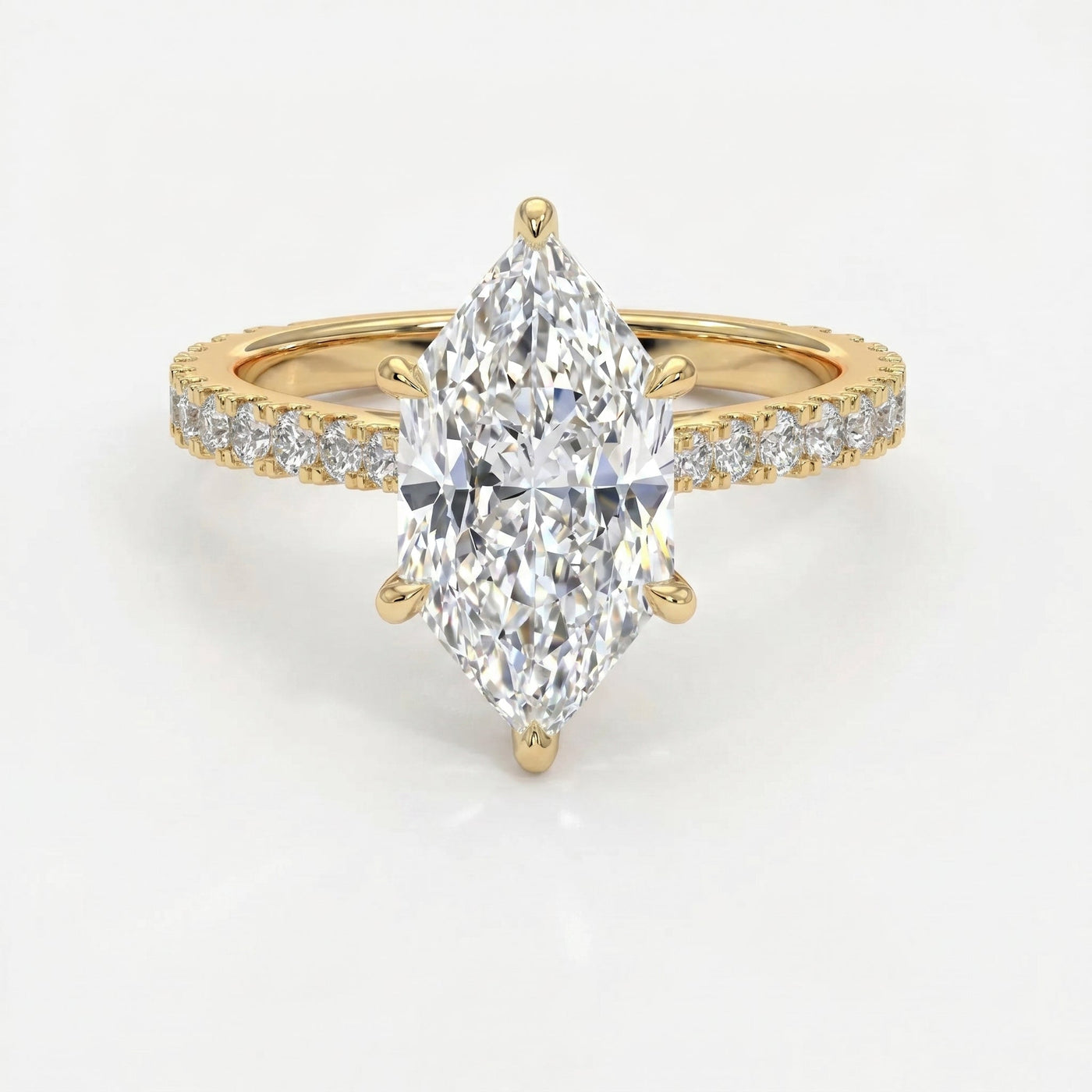 Dutch Marquise Cut Diamond round Accent Engagement Ring, view 1