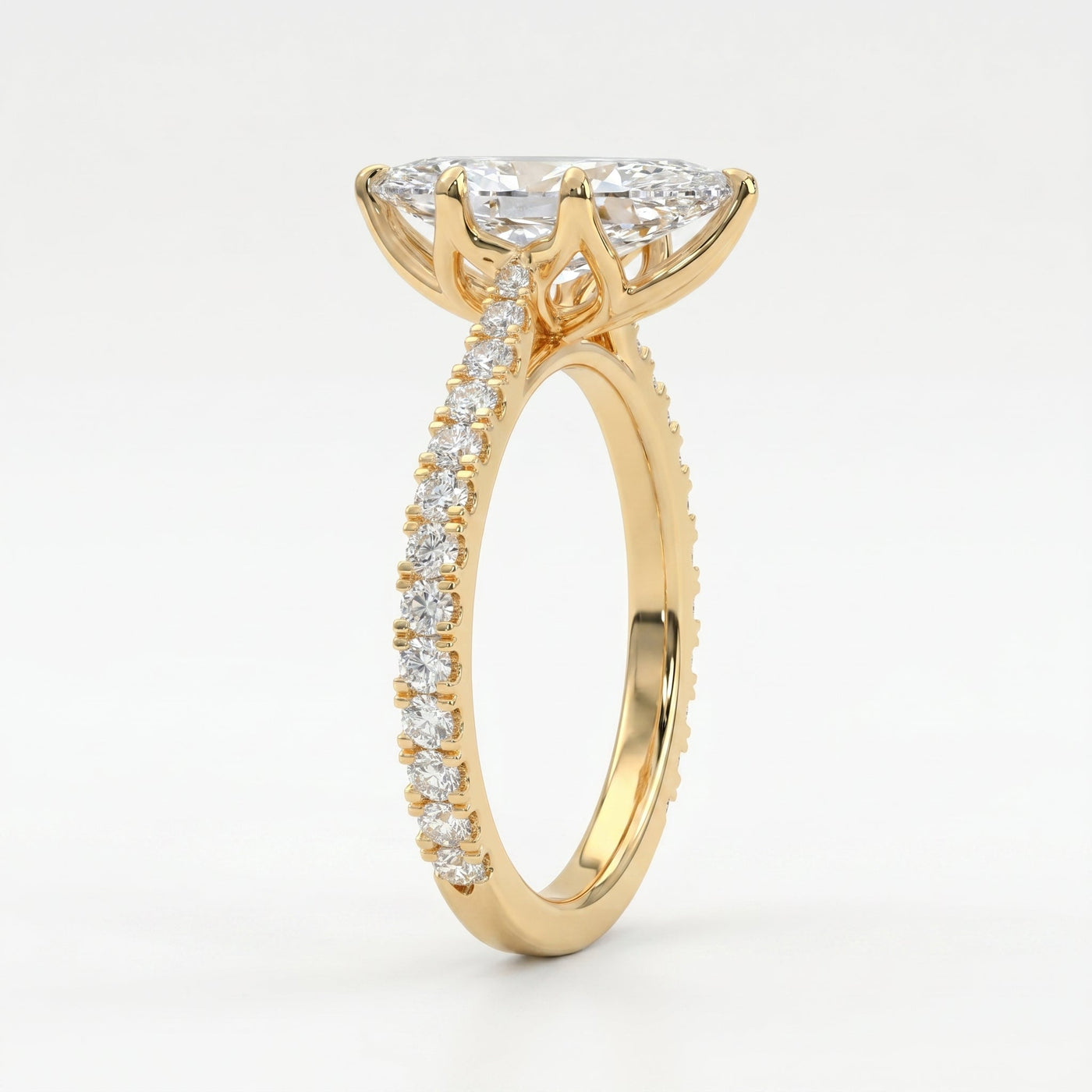 Dutch Marquise Cut Diamond round Accent Engagement Ring, view 5