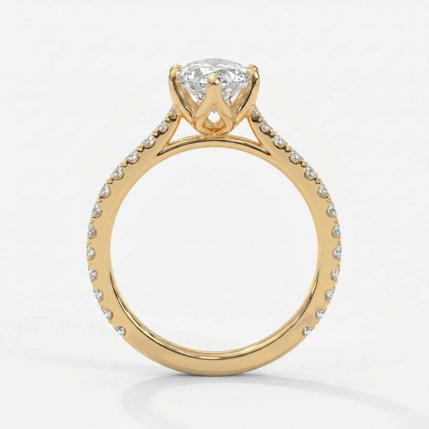 Dutch Marquise Cut Diamond round Accent Engagement Ring, view 6