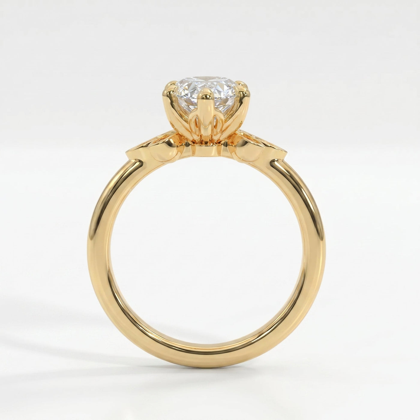 Dutch Marquise Cut Lab Diamond Floral Side Cluster Design Engagement Ring, view 6