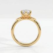 Dutch Marquise Cut Lab Diamond Floral Side Cluster Design Engagement Ring, view 6