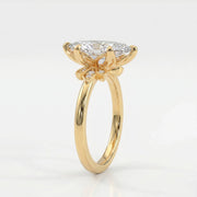 Dutch Marquise Cut Lab Diamond Floral Side Cluster Design Engagement Ring, view 5