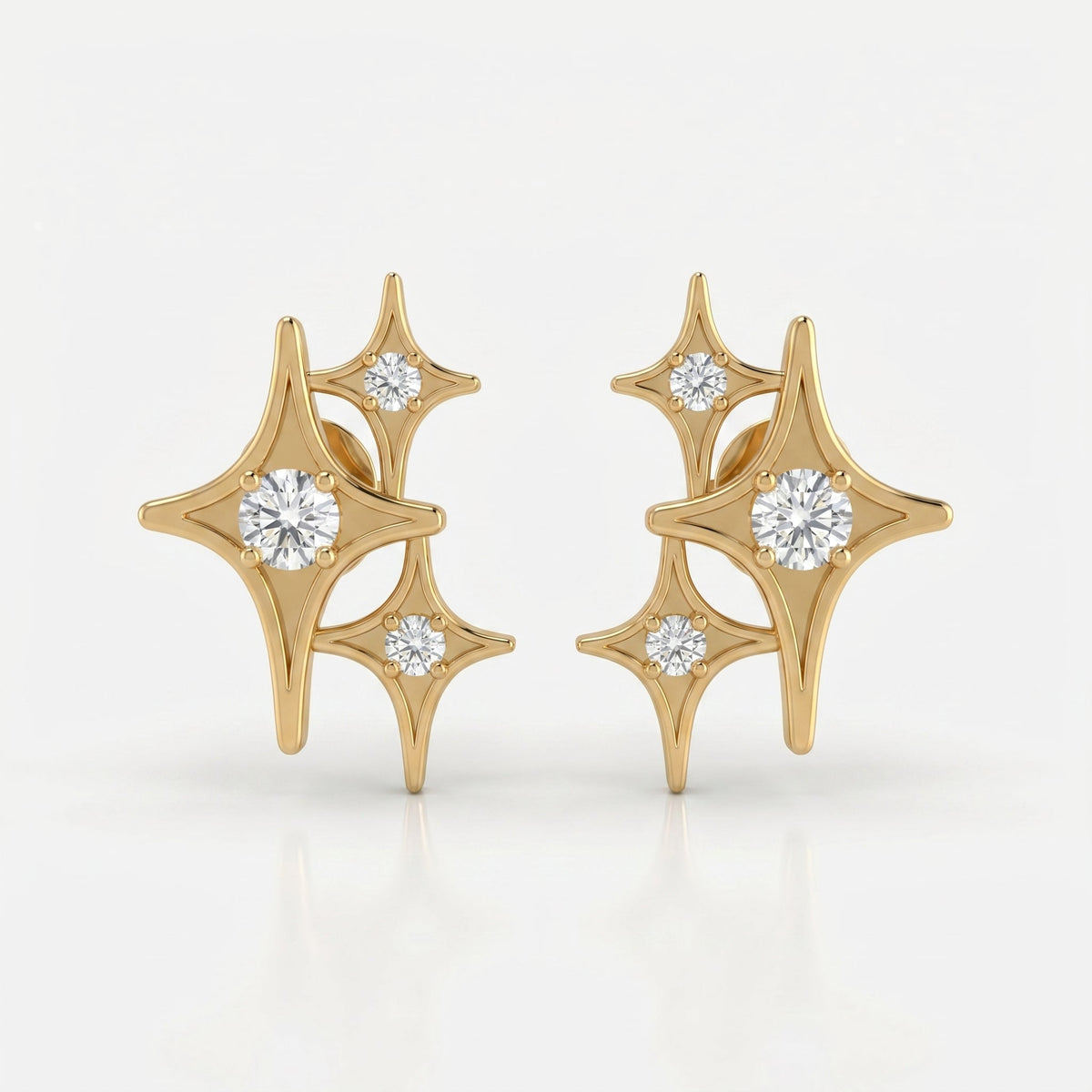 Celestial Diamond Cluster Stud Earrings, view 1