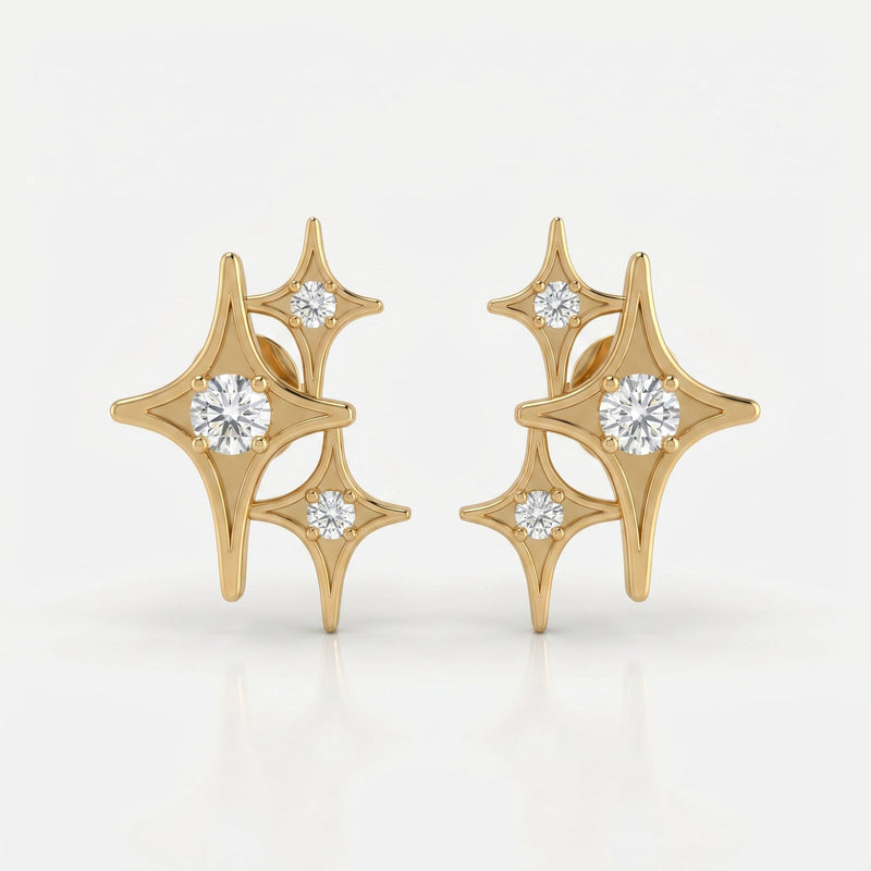 Celestial Diamond Cluster Stud Earrings, view 1