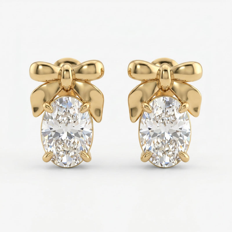 Oval Cut Lab Diamond Bow Stud Earrings, view 1