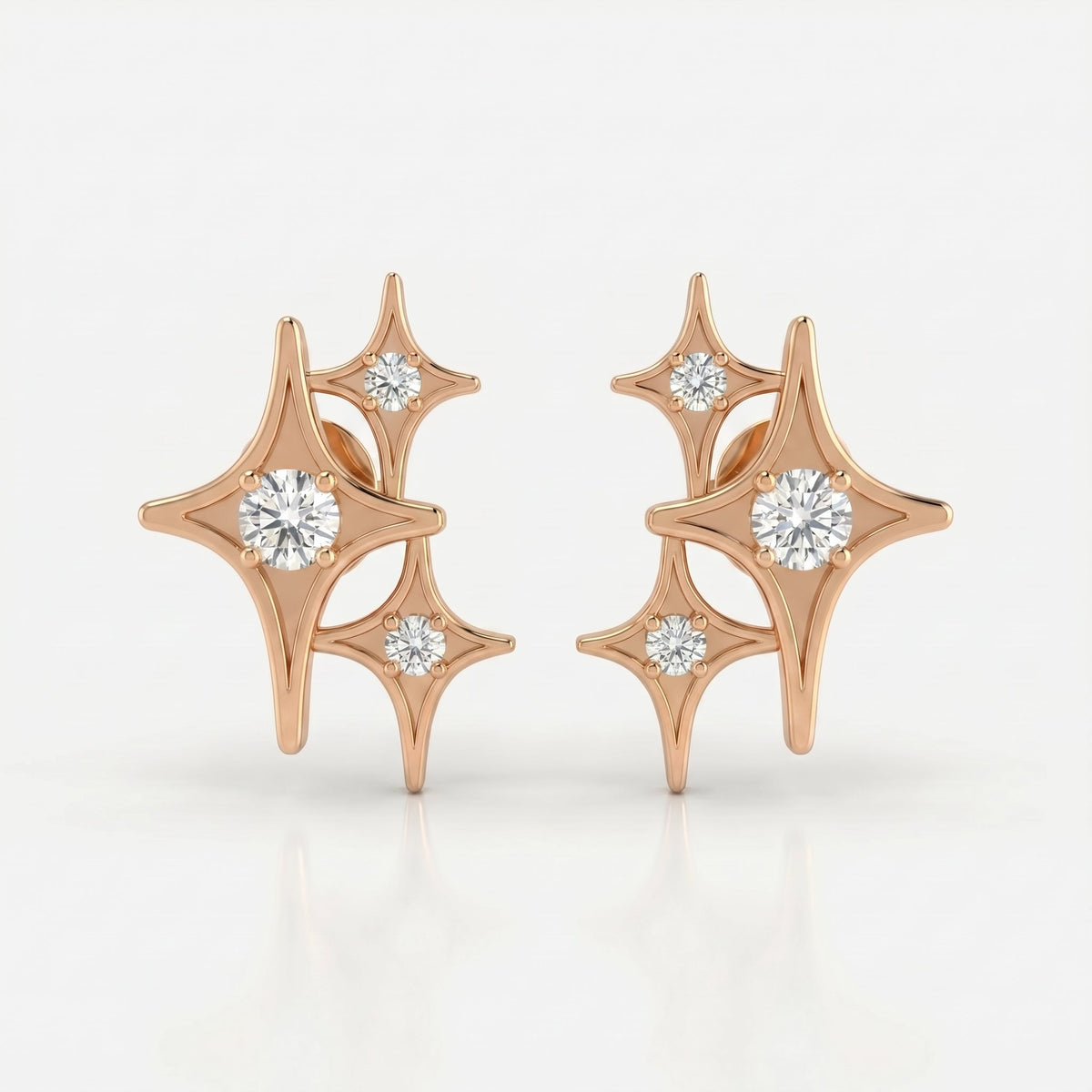 Celestial Diamond Cluster Stud Earrings, view 5