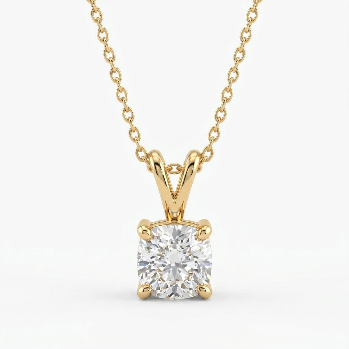 Cushion Cut Diamond Solitaire Pendant Necklace, view 1