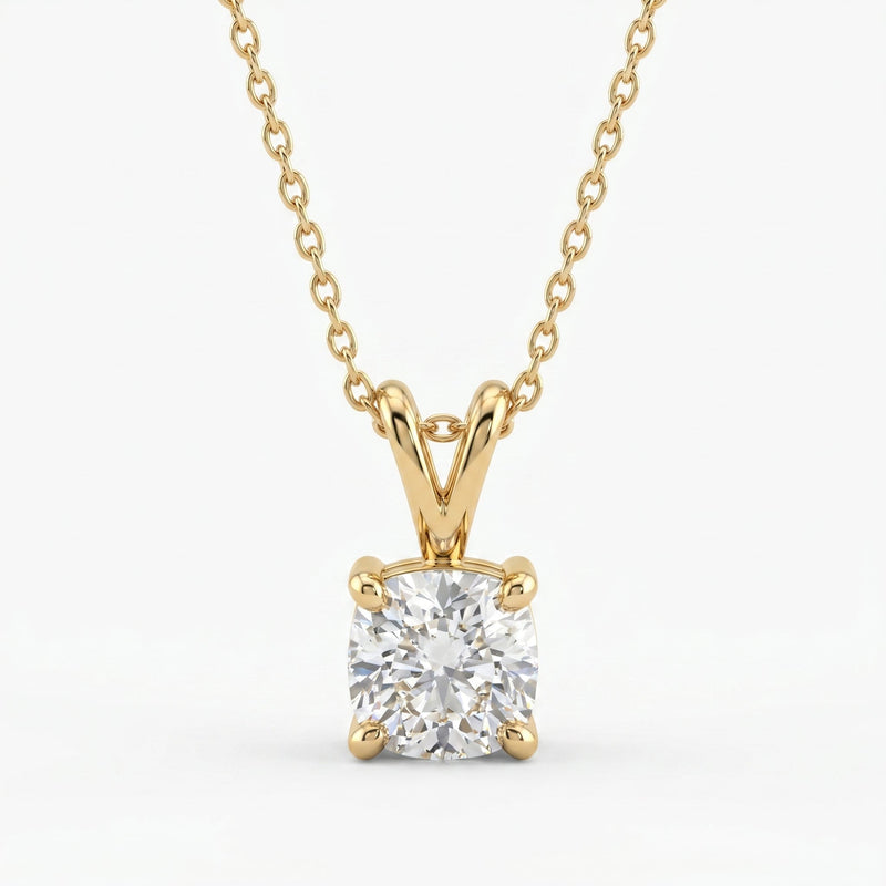Cushion Cut Diamond Solitaire Pendant Necklace, view 1