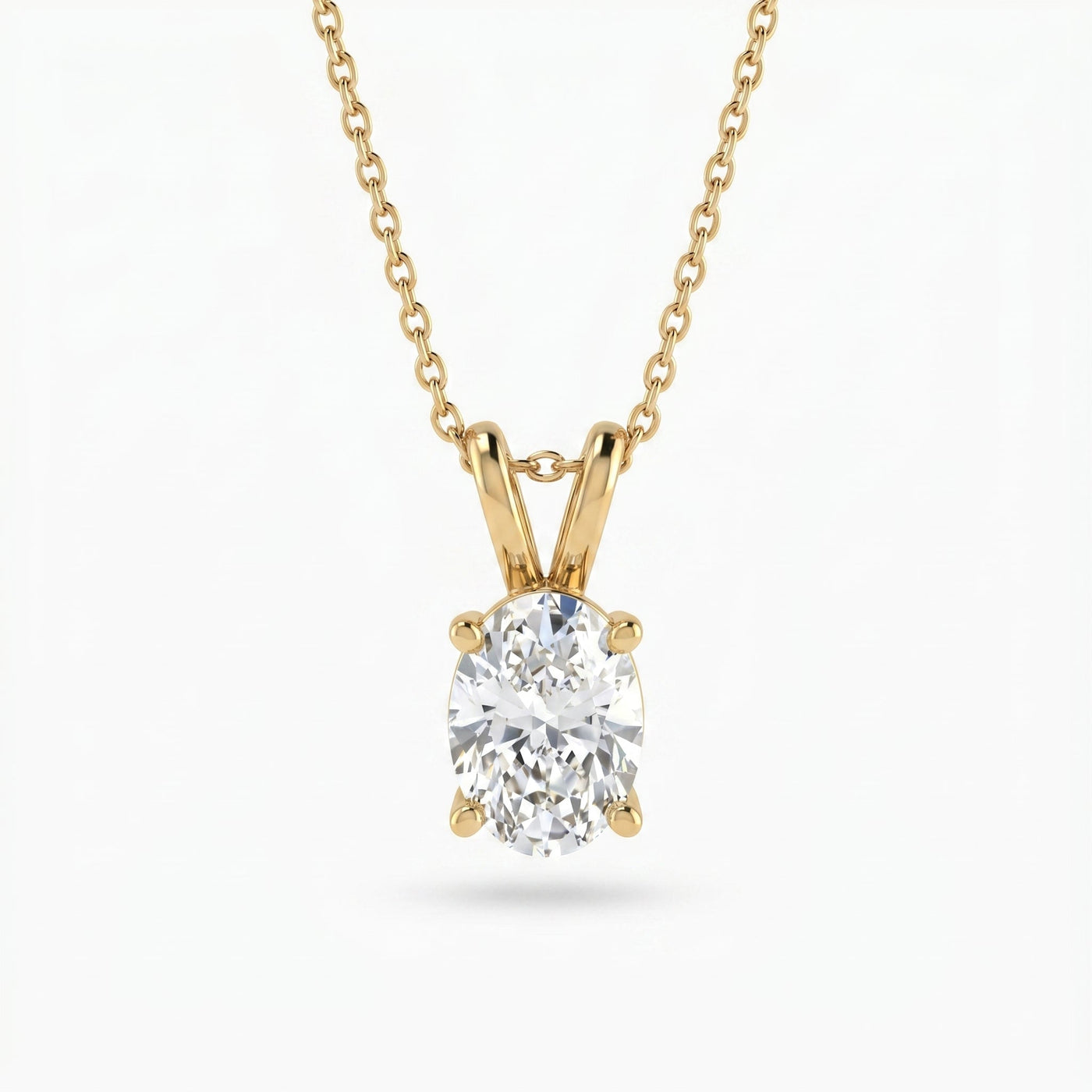 Oval Cut Diamond Solitaire Pendant Necklace, view 1