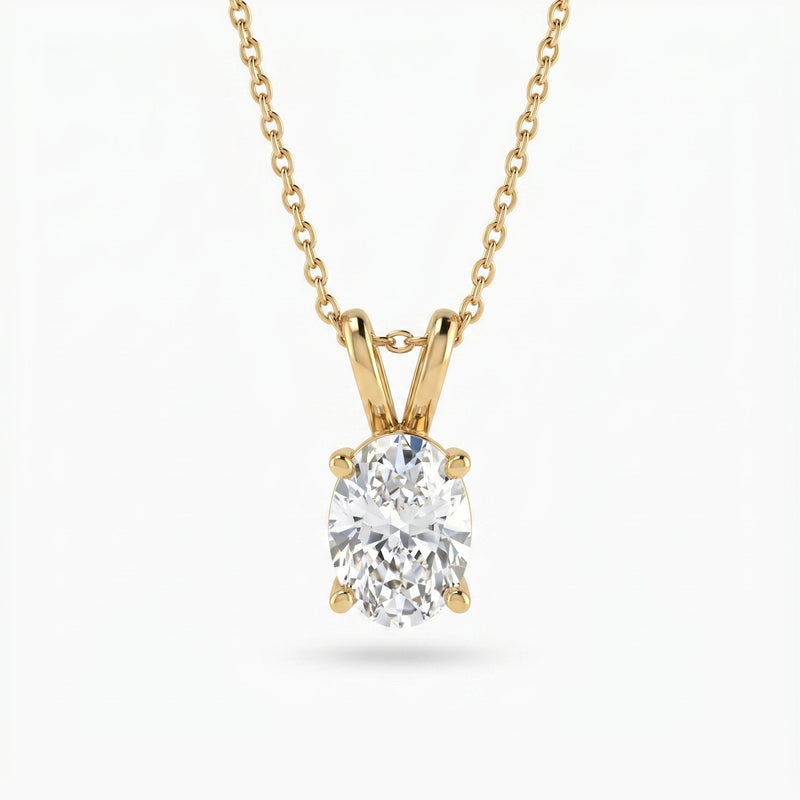 Oval Cut Diamond Solitaire Pendant Necklace, view 1