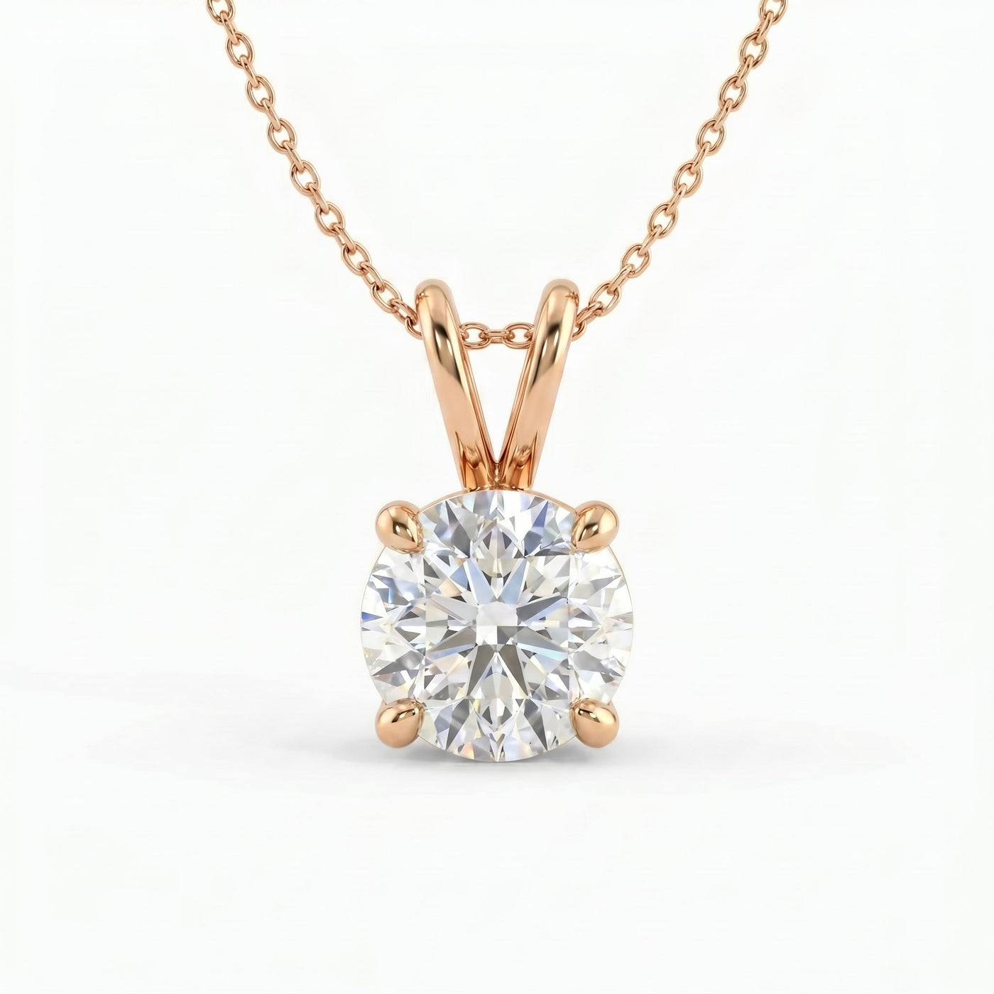 Round Brilliant Diamond Solitaire Pendant Necklace, view 5