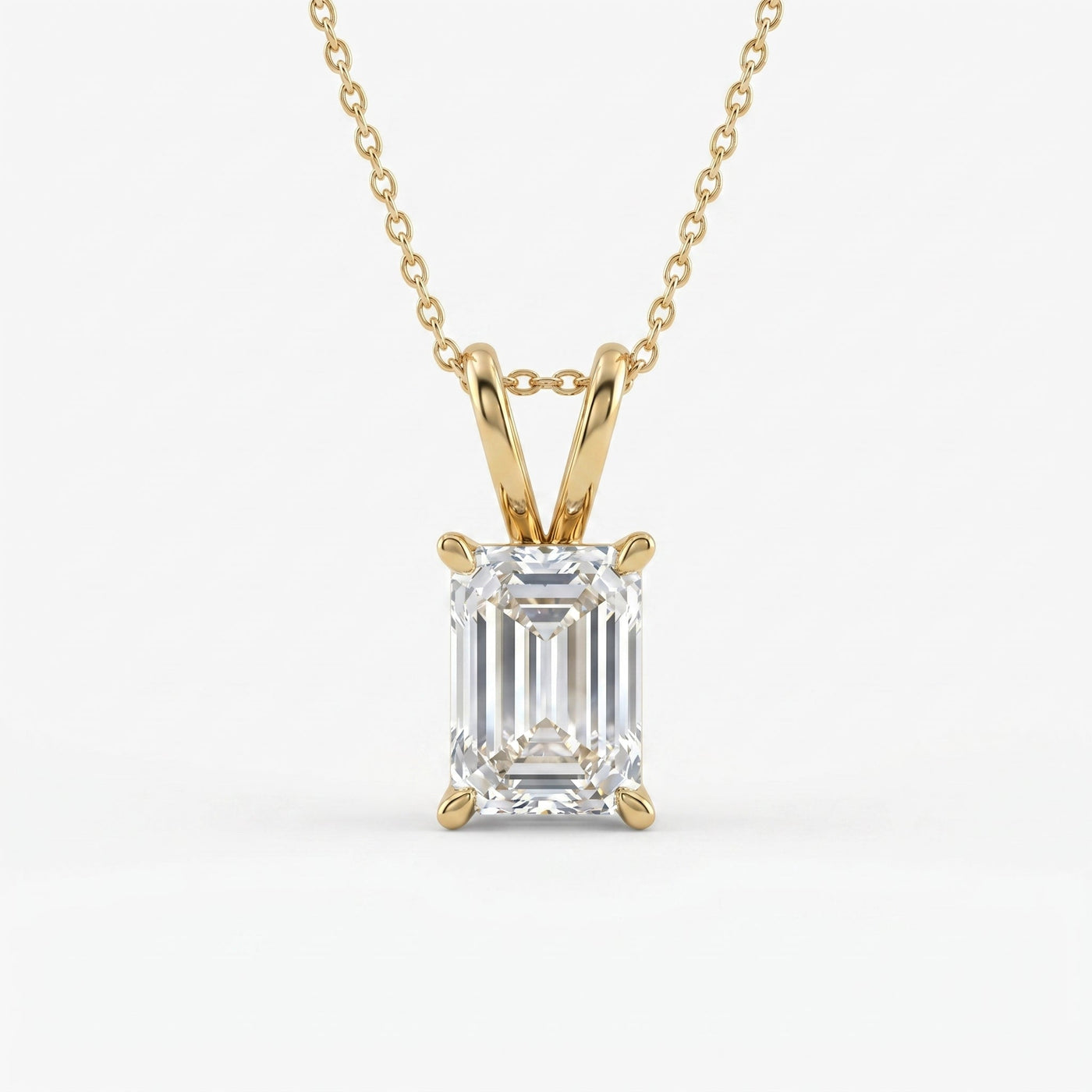 Emerald Cut Diamond Pendant Necklace, view 1