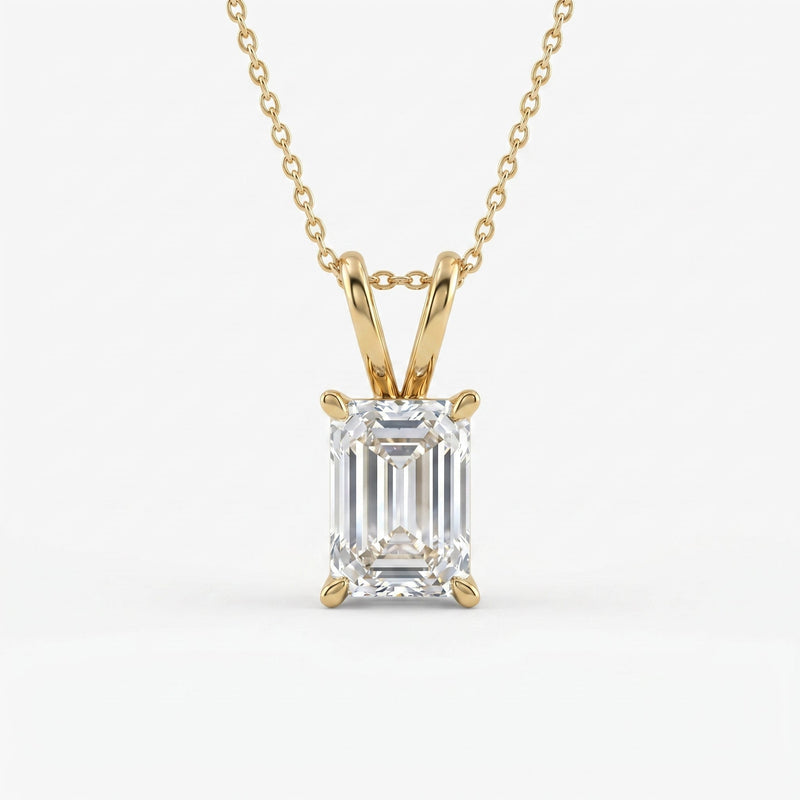 Emerald Cut Diamond Pendant Necklace, view 1