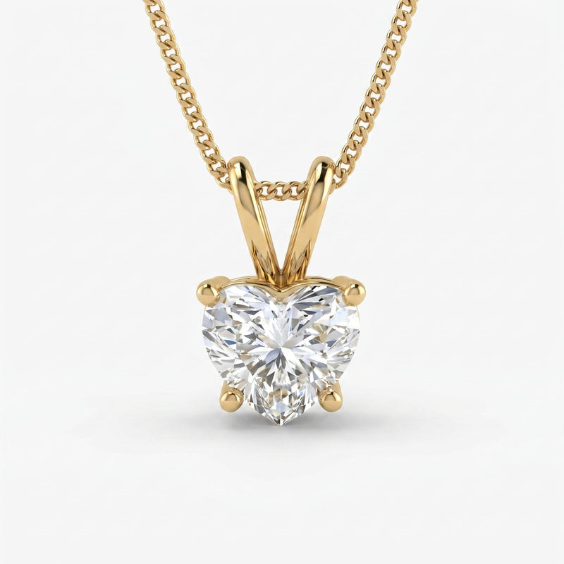 Heart Cut Diamond Solitaire Pendant Necklace, view 1