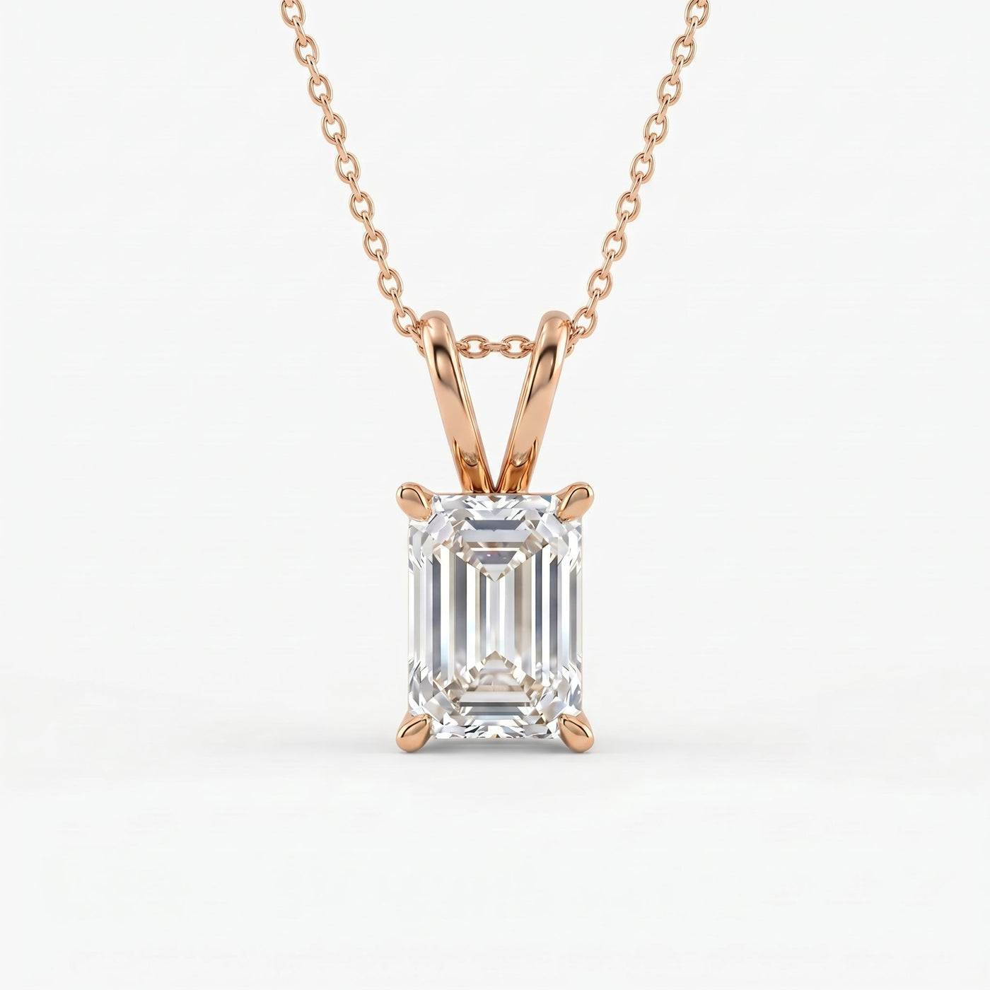 Emerald Cut Diamond Pendant Necklace, view 4