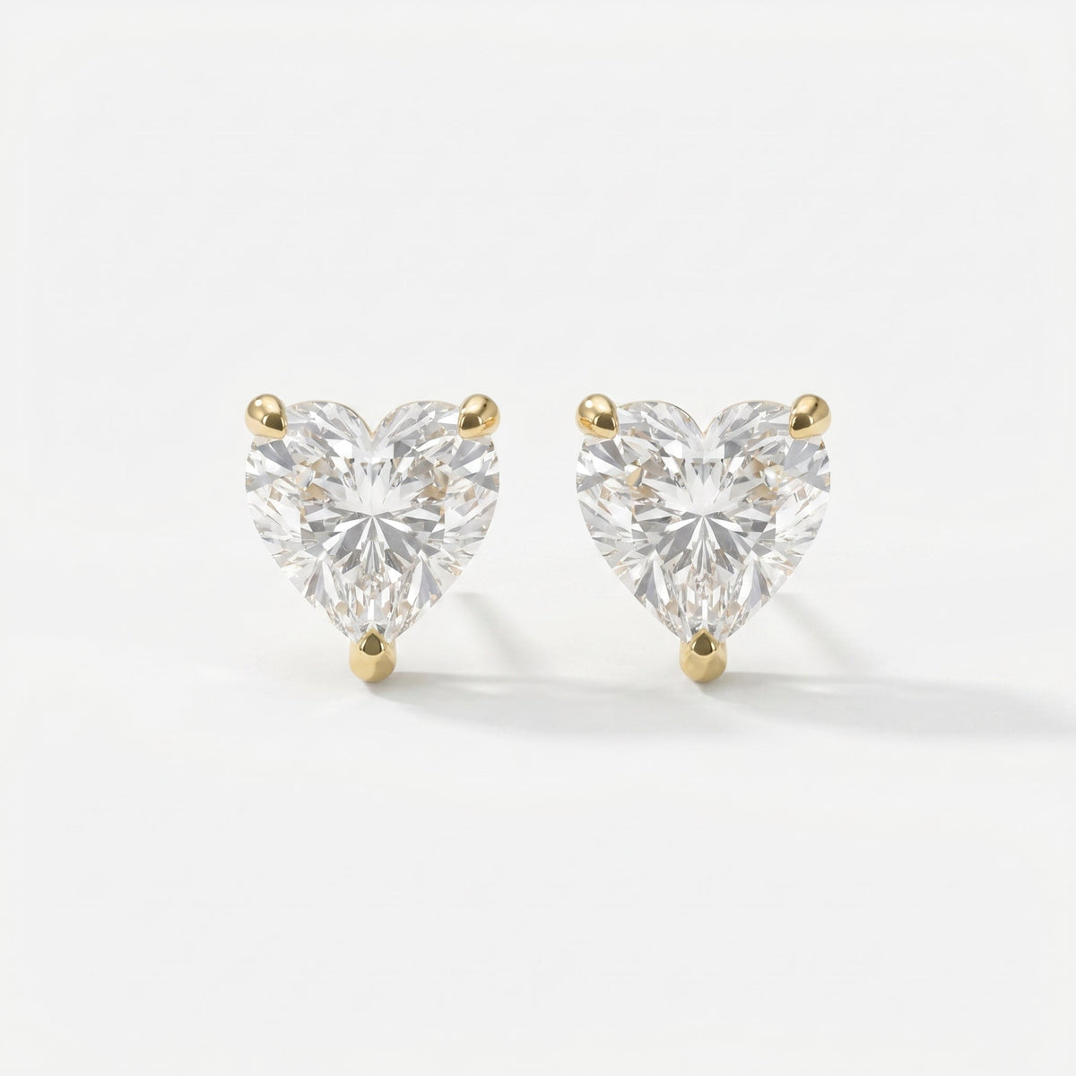 3-Prong Heart Cut Diamond Stud Earrings, view 1