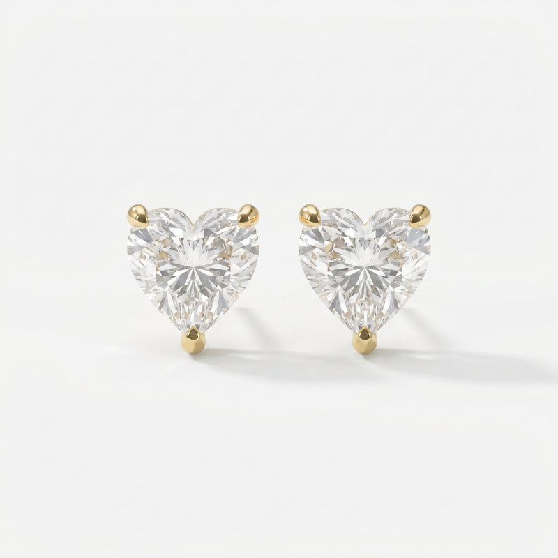 3-Prong Heart Cut Diamond Stud Earrings, view 1