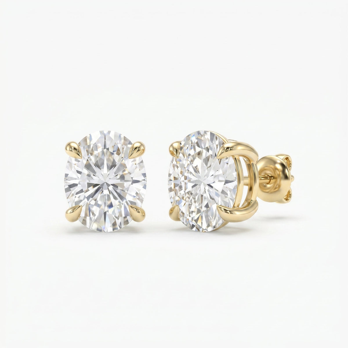 Oval Diamond Stud Earring, view 3