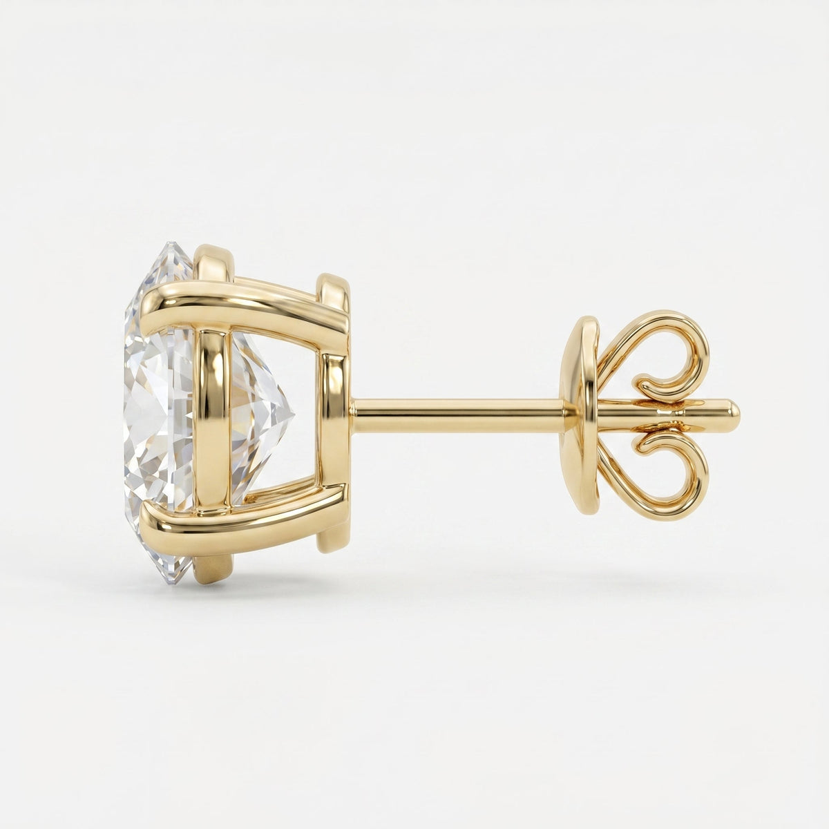Oval Diamond Stud Earring, view 4