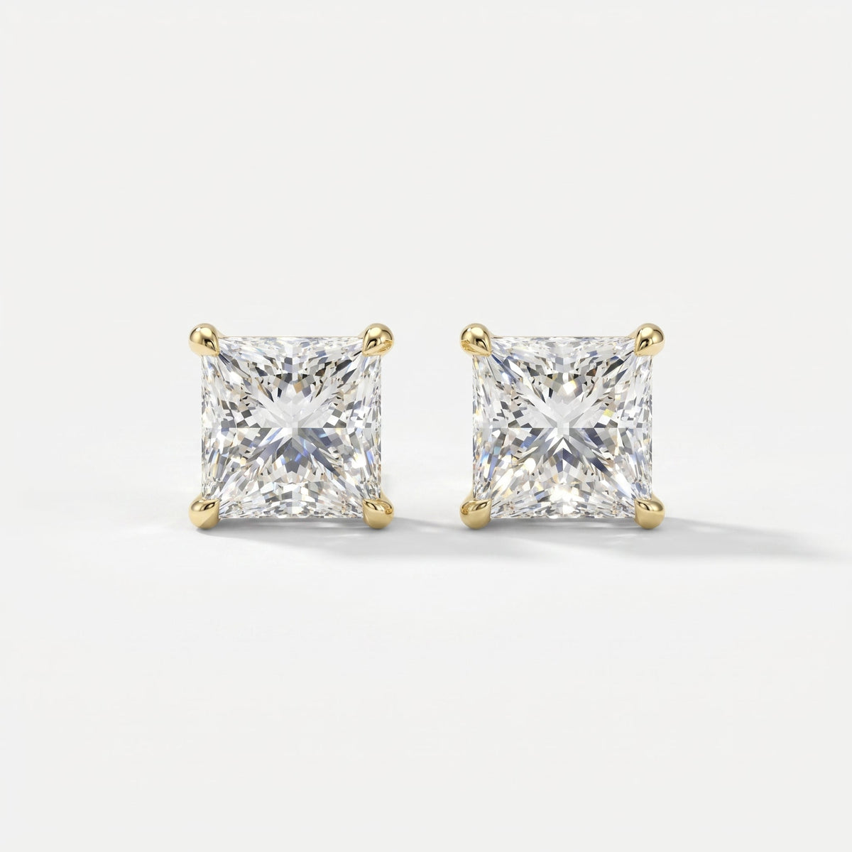 Princess Cut Diamond Stud Earrings, view 1