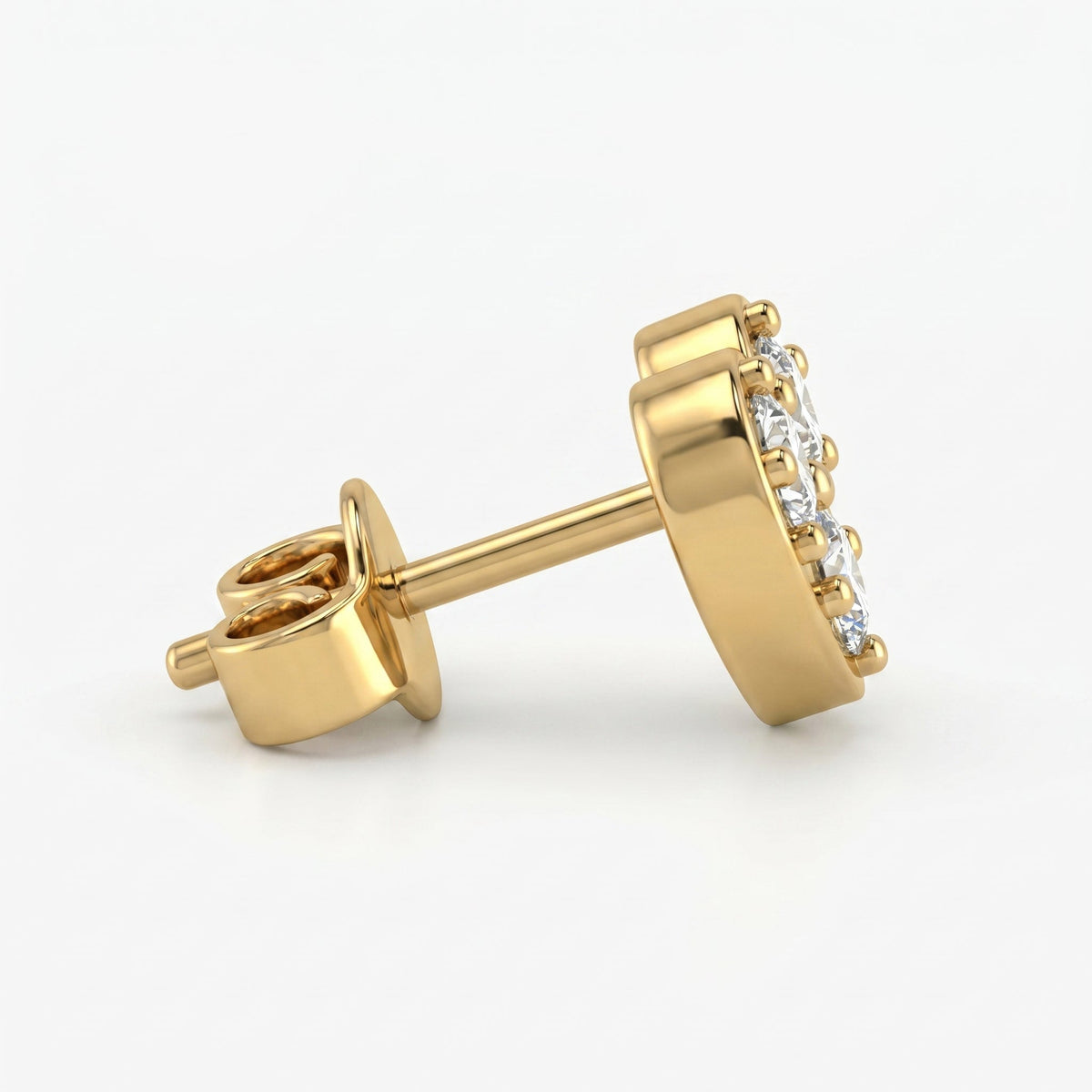 Minimalist Heart Cluster Diamond Stud Earrings, view 4