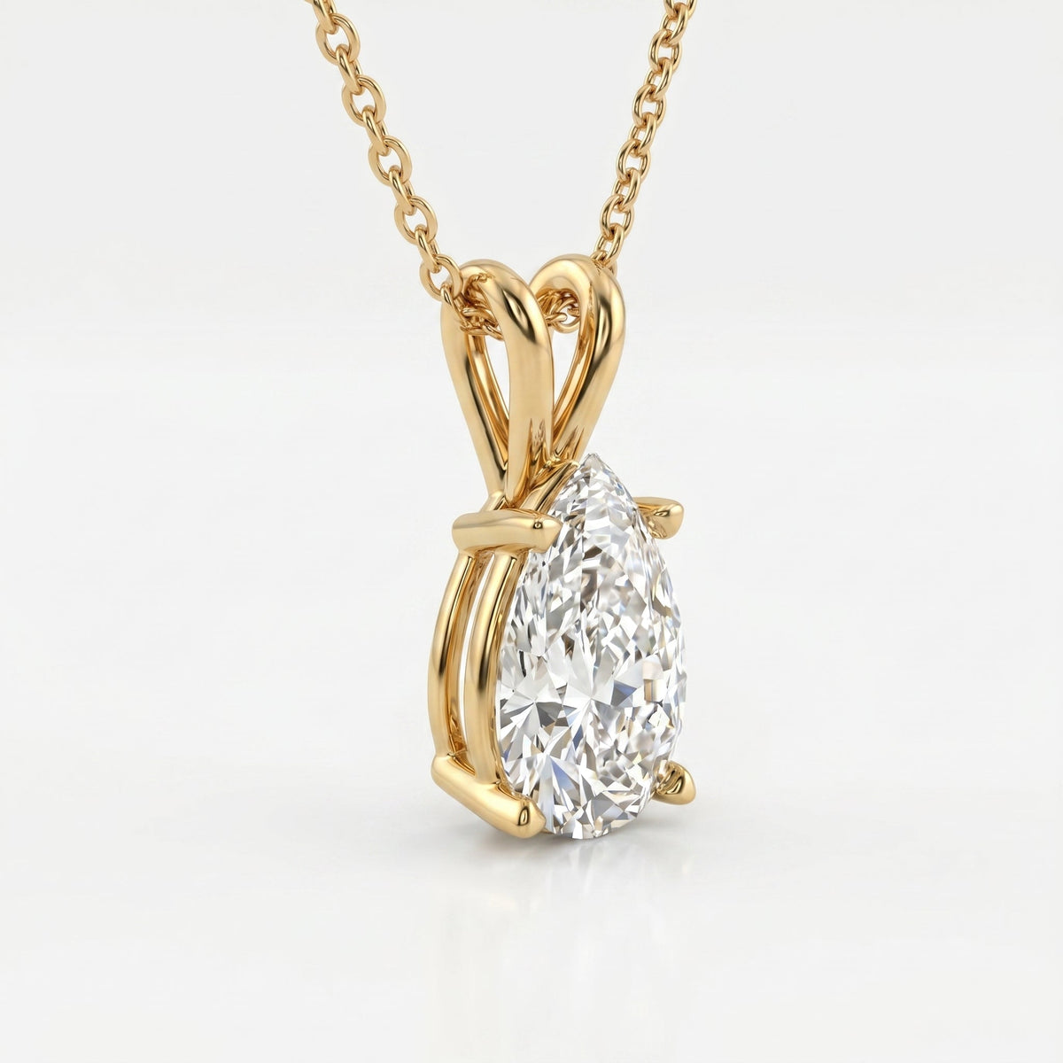 Pear Cut Diamond Solitaire Pendant Necklace, view 4