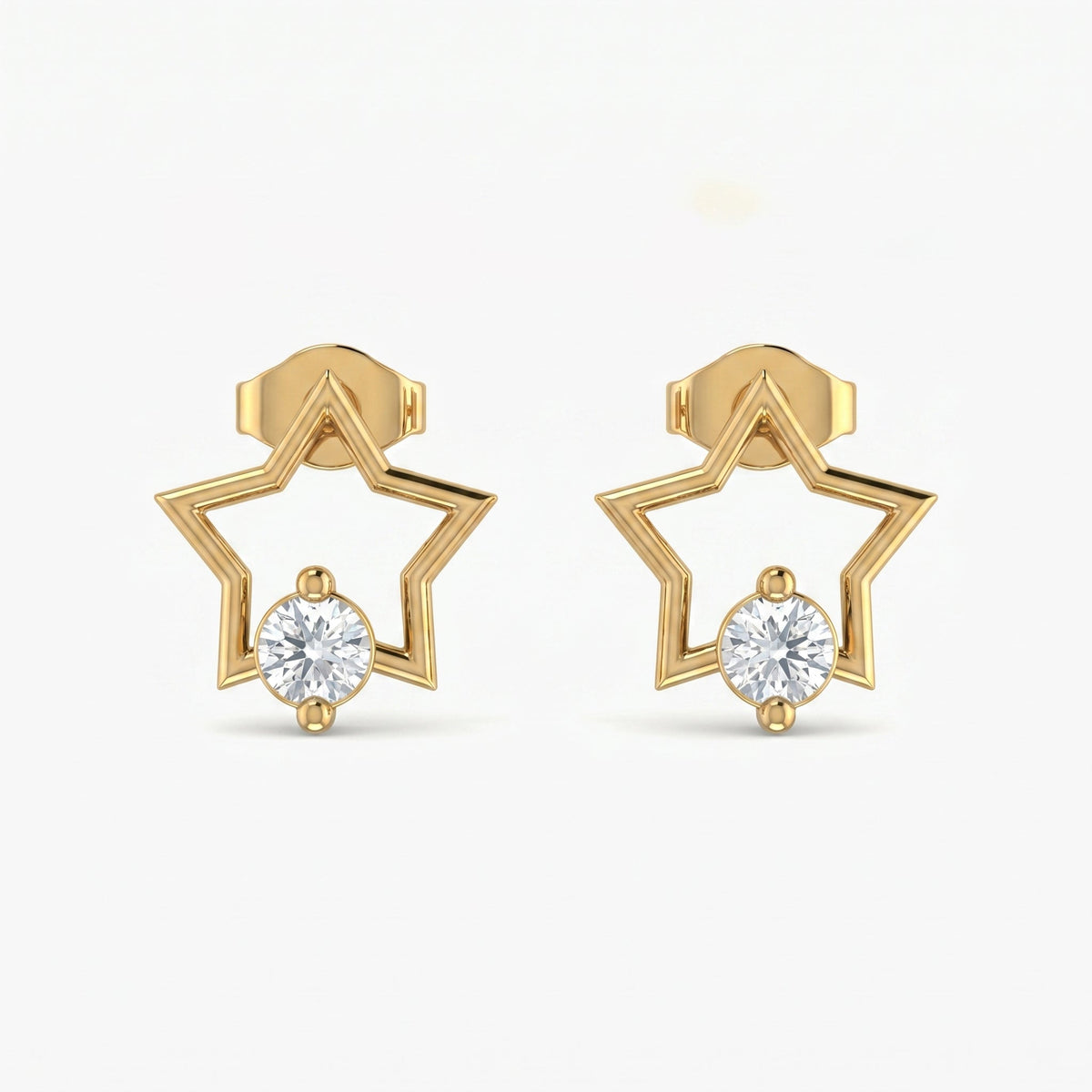 Minimalist Star Design Round Diamond Stud Earrings, view 1