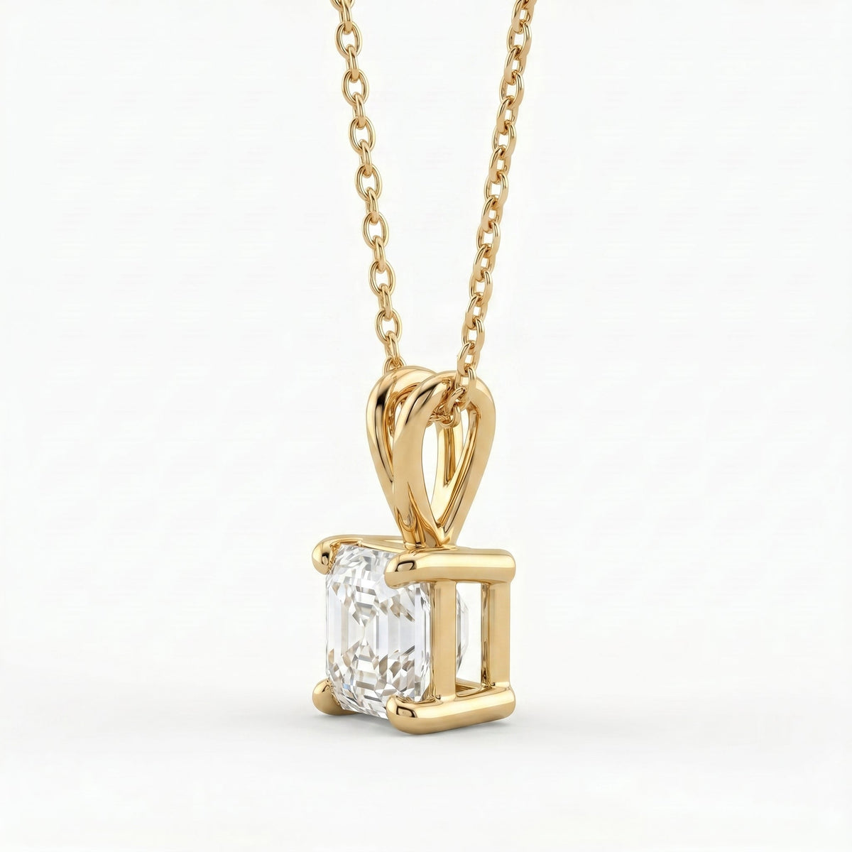 Asscher Cut Diamond Solitaire Pendant Necklace, view 3
