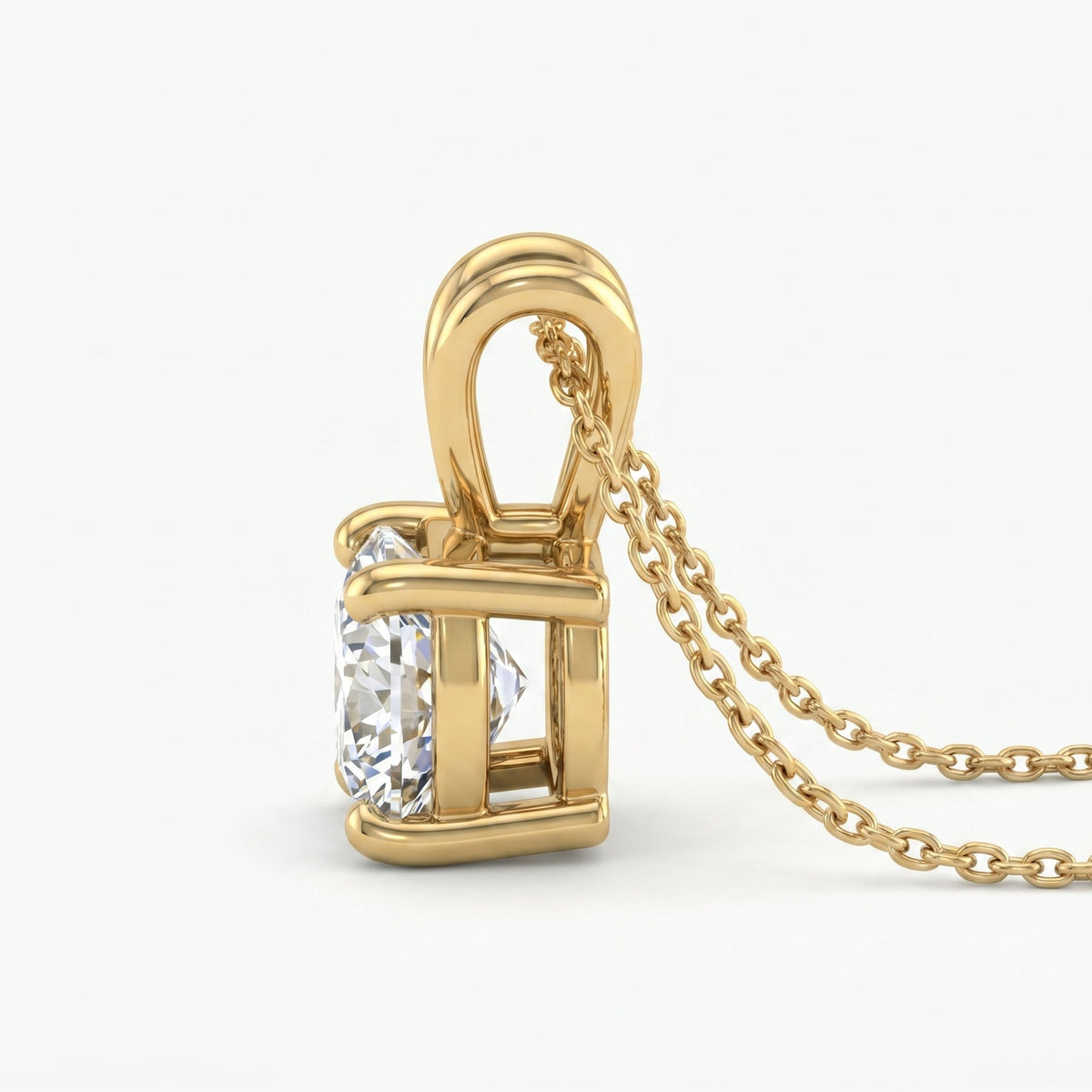 Cushion Cut Diamond Solitaire Pendant Necklace, view 4