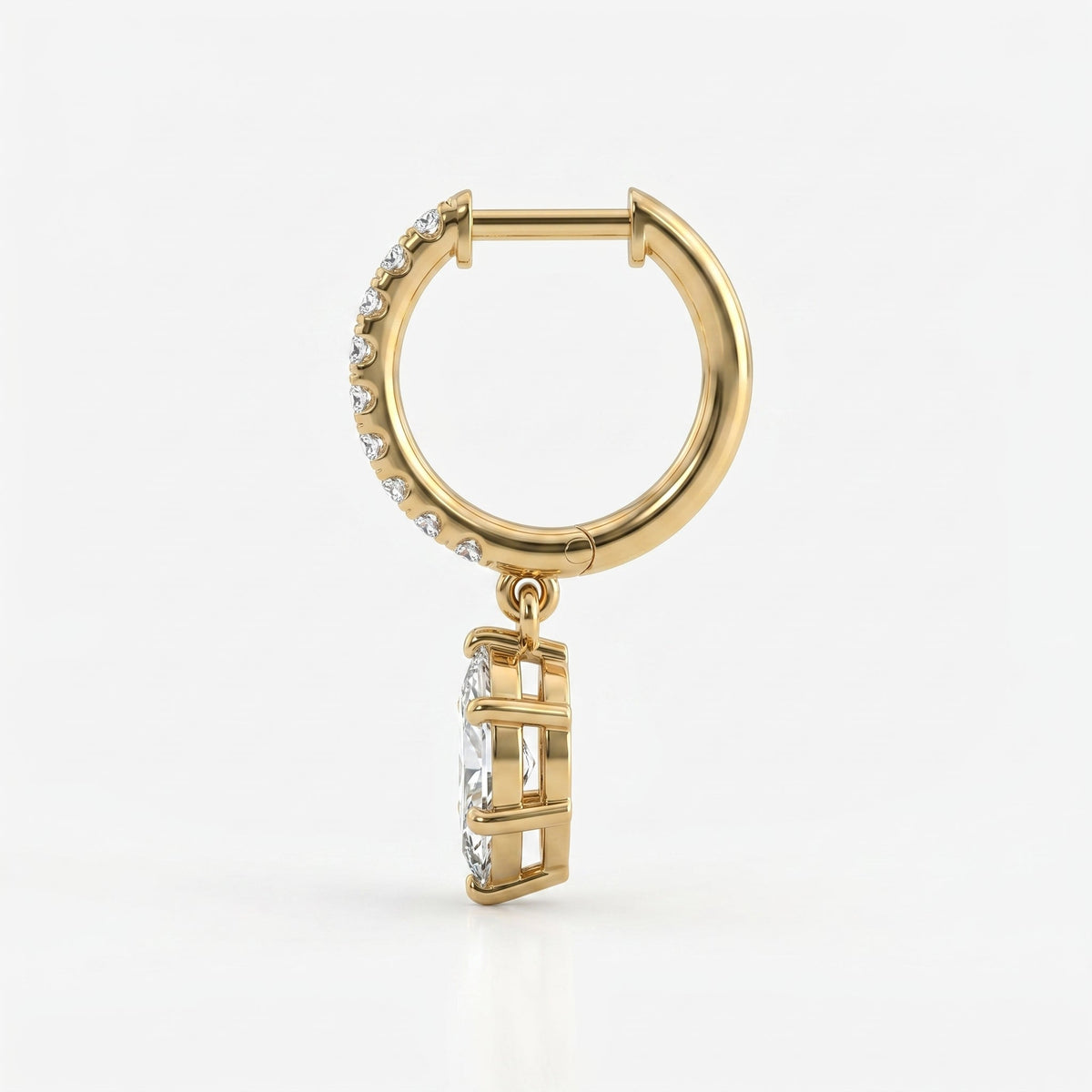 Marquise Cut Diamond Hoop Drop Earrings, view 4