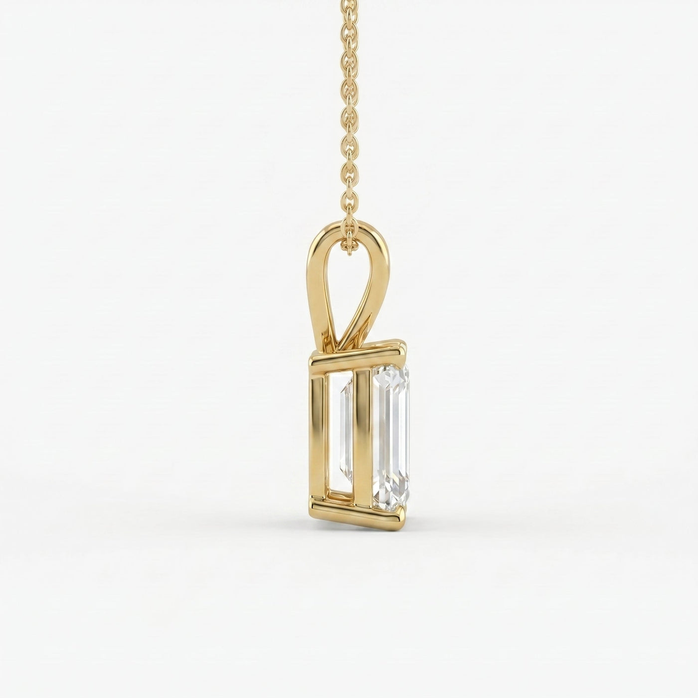 Emerald Cut Diamond Pendant Necklace, view 6